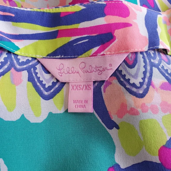 HTF Lilly Pulitzer Lettie Silk Caftan Small Safari Sighted Flowy Oversizedβ Med - Picture 4 of 16